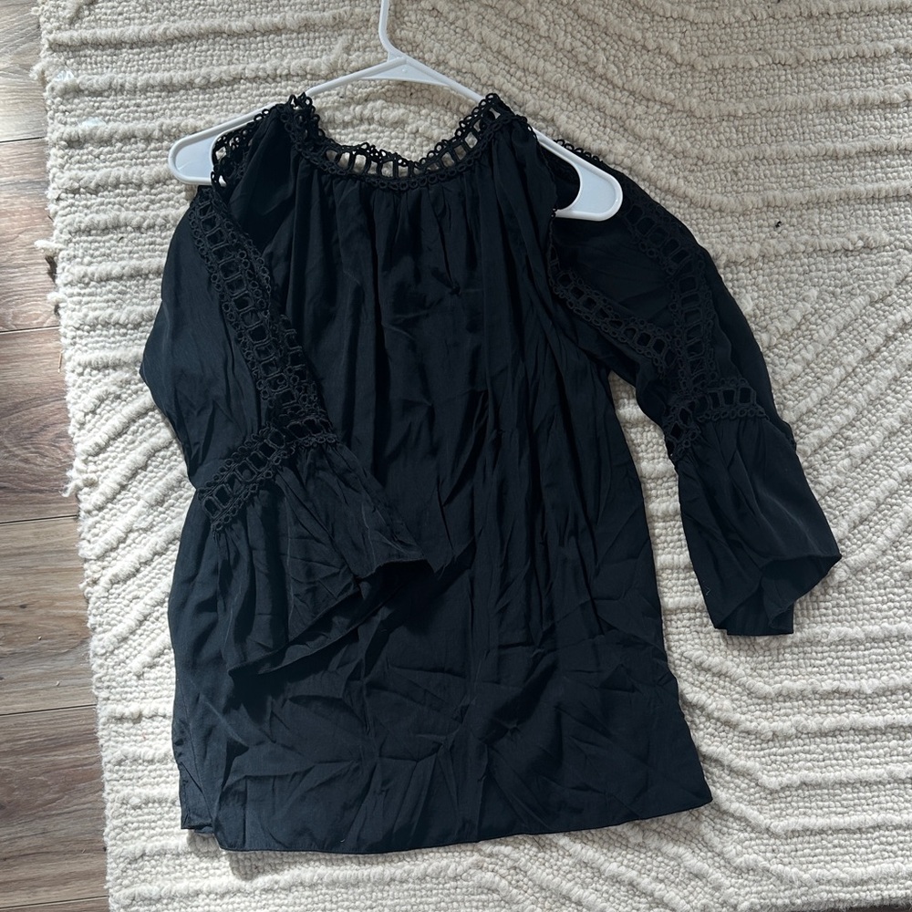 Black Cold Shoulder Blouse